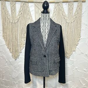 Diane Von Furstenberg Black and Gray Tweed Wool Blend Jacket